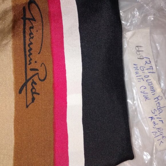 Giovanni Reda: multi color silk scarf. Made in Italy. - Picture 2 of 5